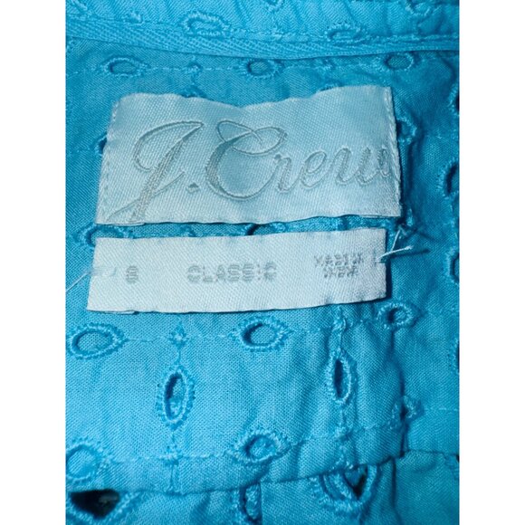 J.Crew Baby Blue Classic Eyelet Button-Up Shirt Long Sleeve Cotton 8 Sustainable - Picture 7 of 11
